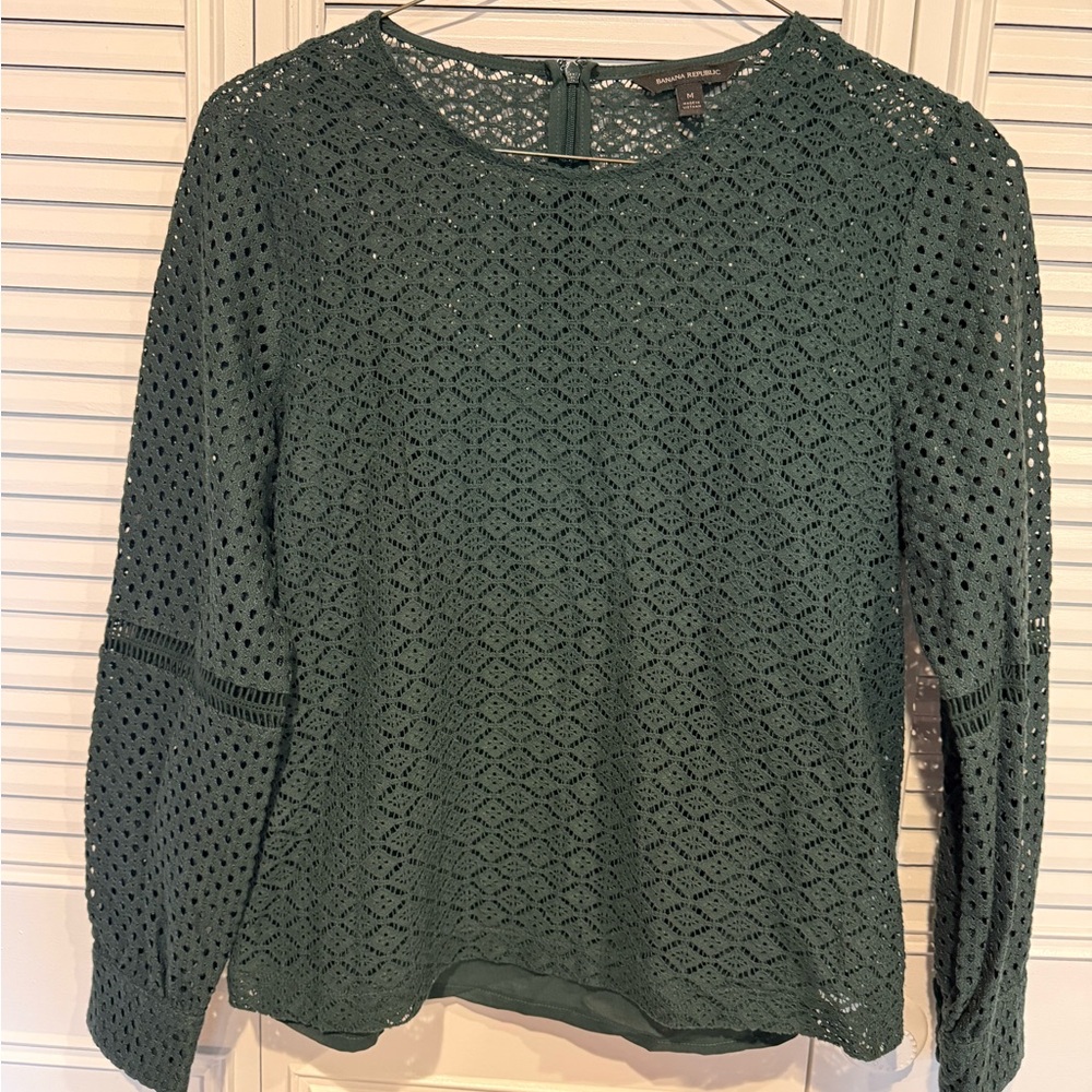 Banana Republic Deep Green Lace Top